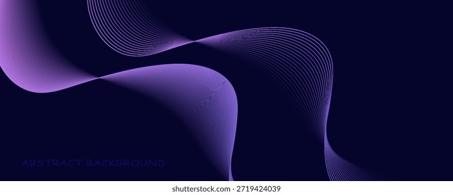Dark abstract background with glowing wave. Shiny moving lines design element. Modern purple blue gradient flowing wave lines. vector illustration