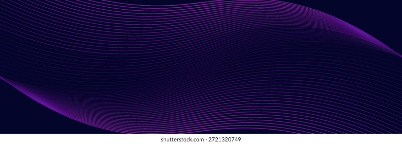 Fundo abstrato escuro com onda brilhante. Elemento de design de linhas móveis brilhantes