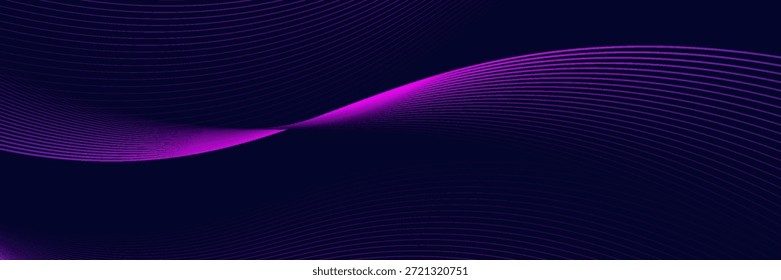 Fundo abstrato escuro com onda brilhante. Elemento de design de linhas móveis brilhantes