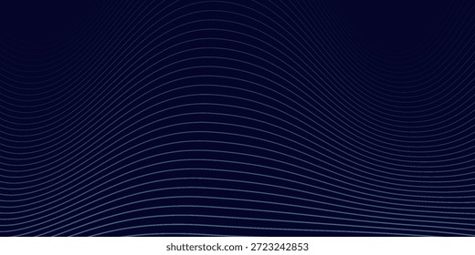 Dunkler abstrakter Hintergrund mit leuchtender Welle. Glänzendes Design-Element für bewegte Linien. Moderne violette blaue Gradienten fließende Wellenlinien. Futuristisches Technologiekonzept