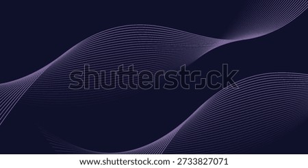Dark abstract background with glowing wave. Shiny moving lines design element. Modern purple blue gradient flowing wave lines. Futuristic technology concept. Vector illustration