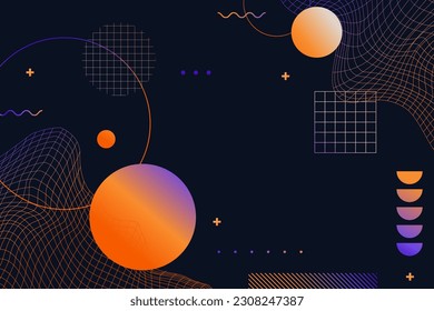Dark abstract background with glowing waves and shapes. Modern purple blue gradient flowing wave lines. Futuristic technology concept. Vector illustration.