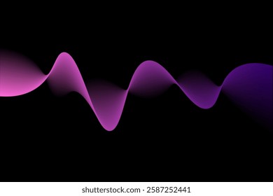 Dark abstract background with glowing waves in gradient colors. Modern pink purple gradient flowing wave lines.