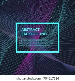 Dark abstract background with a glowing abstract waves, abstract background
