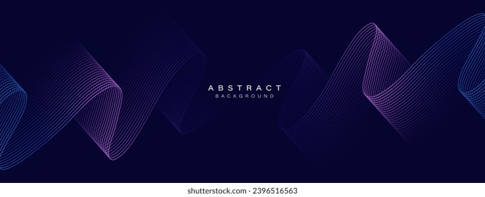 Fondo abstracto oscuro con ondulación brillante. Diseño de patrones de onda dinámica. Gradiente azul violeta moderno que fluye las líneas de onda. Concepto de tecnología futurista. Ilustración del vector