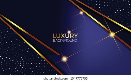 Dark abstract background with Gold overlap layers Premium Vector