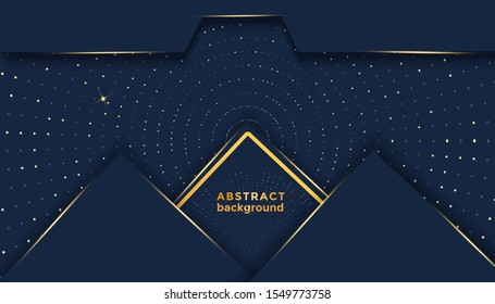 Dark abstract background with Gold overlap layers Premium Vector