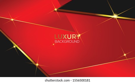 Dark abstract background with Gold overlap layers Premium Vector
