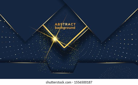 Dark abstract background with Gold overlap layers Premium Vector