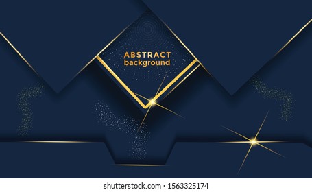 Dark abstract background with Gold overlap layers Premium Vector