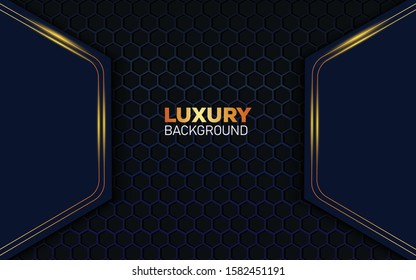 Dark abstract background with Gold overlap layers Premium Vector