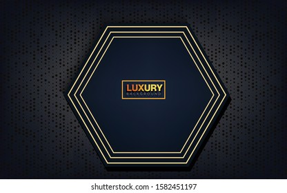 Dark abstract background with Gold overlap layers Premium Vector