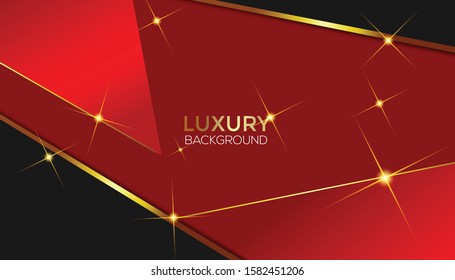 Dark abstract background with Gold overlap layers Premium Vector