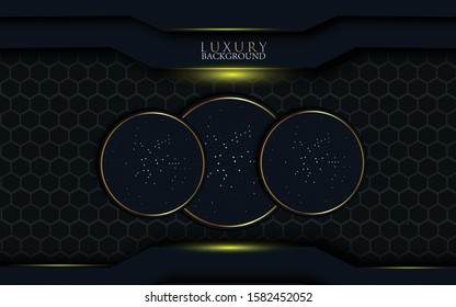 Dark abstract background with Gold overlap layers Premium Vector