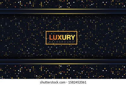 Dark abstract background with Gold overlap layers Premium Vector