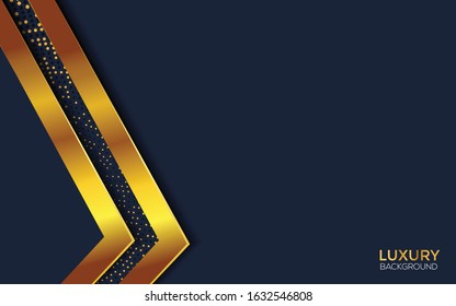 Dark abstract background with Gold overlap layers Premium Vector
