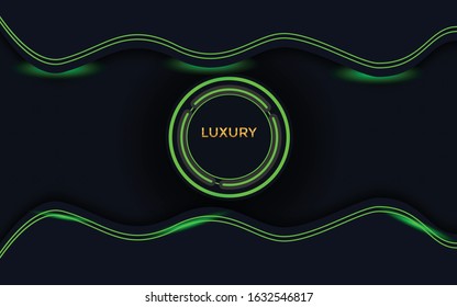 Dark abstract background with Gold overlap layers Premium Vector