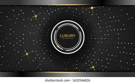 Dark abstract background with Gold overlap layers Premium Vector