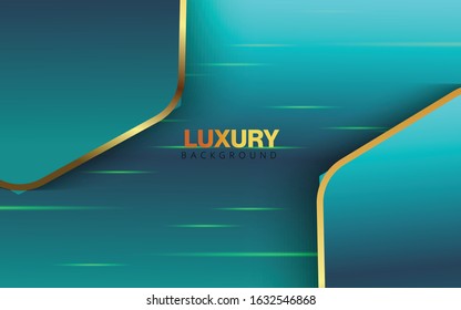 Dark abstract background with Gold overlap layers Premium Vector
