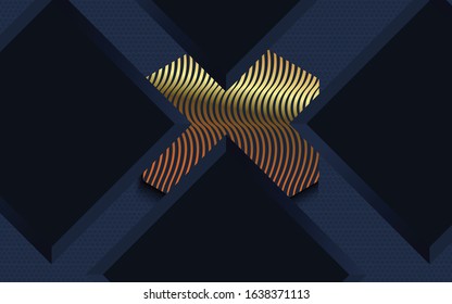 Dark abstract background with Gold overlap layers Premium Vector