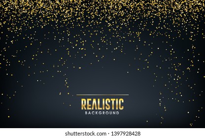 Dark abstract background. Golden glitters dots element decoration.