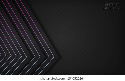 Dark abstract background with gradient geometric line element decoration. Modern overlap layer background. Vector illustration.