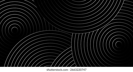 Ilustración de fondo abstracto oscuro con patrones circulares y futuristas. Ilustración vectorial. Eps 10