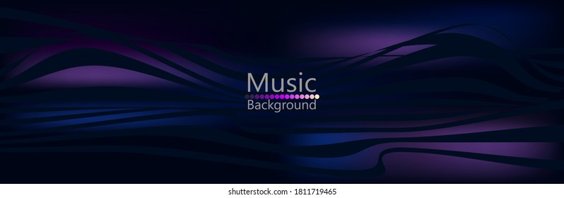 Dark abstract background with lines in retro style. Musical wave. Suitable for your design. Cover, poster, flyer