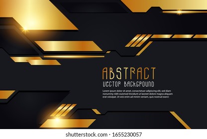 dark abstract background. luminous gold color decoration. modern elegant design with a technological theme.
