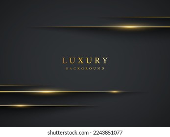 dark abstract background with luxurious golden lines and realistic shadows