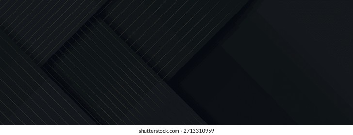 Dark abstract background with luxurious and shiny golden diagonal stripes decoration. Premium vector illustration for brochure, website, flyer, and banner.