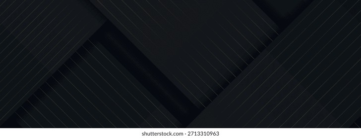 Dark abstract background with luxurious and shiny golden diagonal stripes decoration. Premium vector illustration for brochure, website, flyer, and banner. VOL. 5