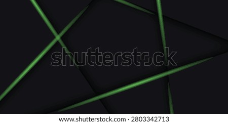 Dark abstract background with modern neon green light lines and shadow stroke effect. 3D techno concept with futuristic cutout pattern. Vector VOL. 3