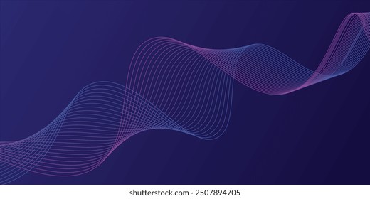Dark abstract background Modern technology style and flow waves. Vector illustration