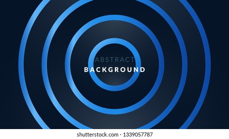 Dark abstract background with neon blue ornament. Circle ornament.