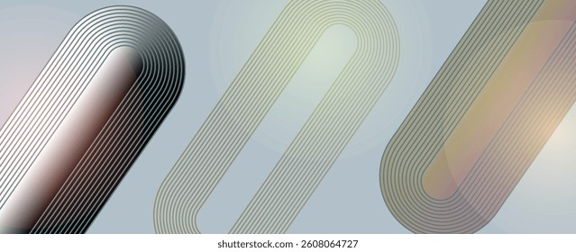 Dark abstract background with orange and blue light effect. Glowing diagonal rounded lines. Modern gradient geometric shape design element. Futuristic concept. Vector illustration