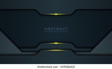 Dark abstract background with overlap layers. Texture with golden effect element decoration. Luxury design concept.