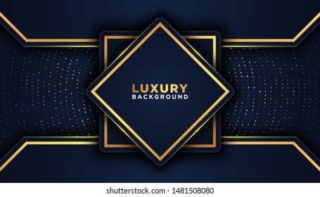 Dark abstract background with overlap layers. Luxury design concept. golden glitters dots element decoration. Luxury design concept.