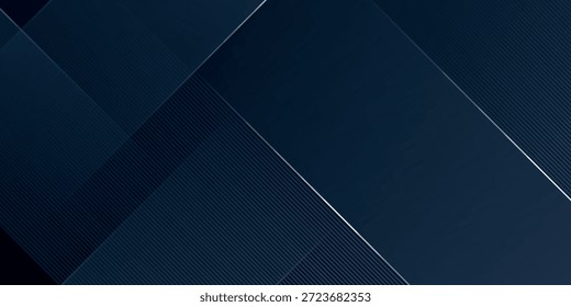 Dunkler abstrakter Hintergrund mit überlappenden dynamischen geometrischen Formen. Modernes und futuristisches Design mit leuchtenden horizontalen Linien. Vektor-EPS 4