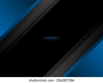 fondo abstracto oscuro con corte de papel y formas de cristal azul elegantes