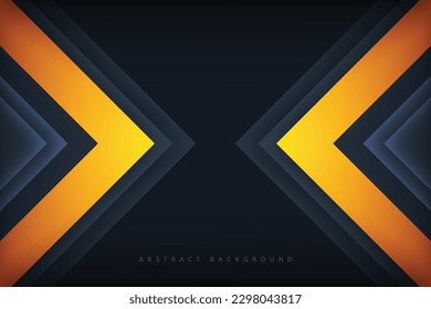 fondo abstracto oscuro con papel cortado triángulos realistas y líneas amarillas modernas