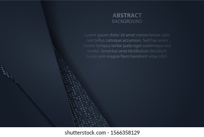 Dark abstract background with paper shapes overlap layers. Luxury and modern concept texture with silver glitters dots element decoration. Vector design template for use frame, cover, banner, card