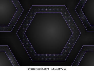 Dark abstract background with paper shapes overlap layers. Luxury and modern concept texture with silver glitters dots element decoration. glitters halftone. Modern vector design template.