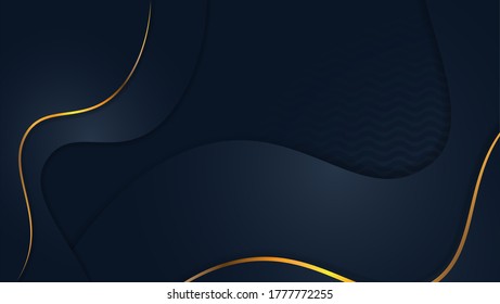 Dark abstract background with paper shapes overlap layers. Luxury and modern concept texture with goldden arrow. Vector design template for use frame, cover, banner, card