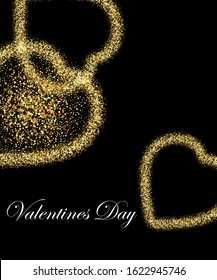 
Dark abstract background poster design with golden hearts for Valentine's Day