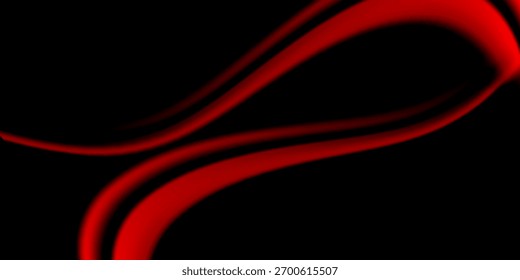 Fundo abstrato escuro com linhas de ondas vermelhas brilhantes em preto, criando um design de fluxo dramático e elegante. Terno para banner, web, brochura, panfleto e apresentação