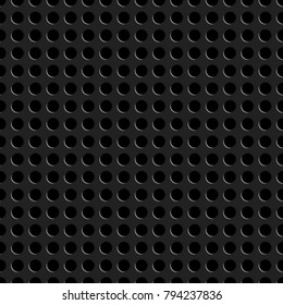 Dark abstract background, seamless metal texture with holes, vector illustration.