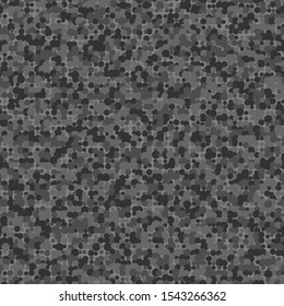 Dark abstract background with seamless random gray circles, dots as film grain noise. Vector illustration concept, posters, wallpapers, presentations, prints