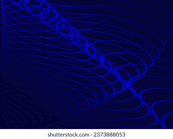 Dark abstract background with shining waves. Shiny moving lines design element. Modern blue purple gradient flowing wave lines. Futuristic technology concept. Vector illustration.