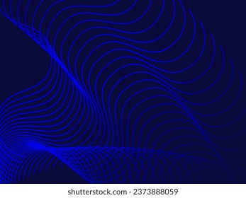 Dark abstract background with shining waves. Shiny moving lines design element. Modern blue purple gradient flowing wave lines. Futuristic technology concept. Vector illustration.